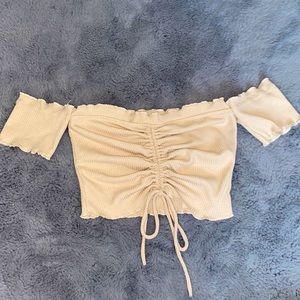 Tan Crop Top With Cute Tie In The Front!